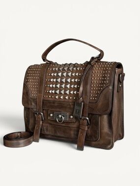Frye Large Cameron Studded Messenger Satchel Bag